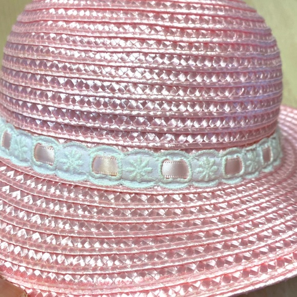 Vintage R.O.C. Toddler Girl 12-24 Months Pink Straw With White Lace/Pink Ribbon - Picture 5 of 5